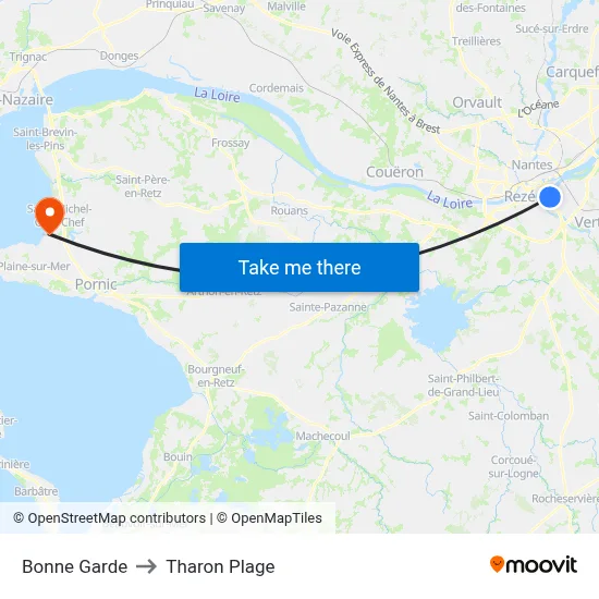 Bonne Garde to Tharon Plage map