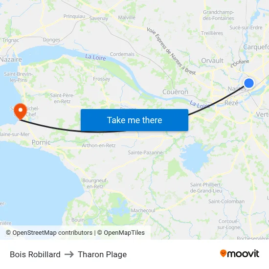 Bois Robillard to Tharon Plage map