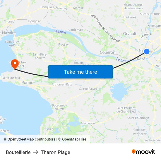 Bouteillerie to Tharon Plage map