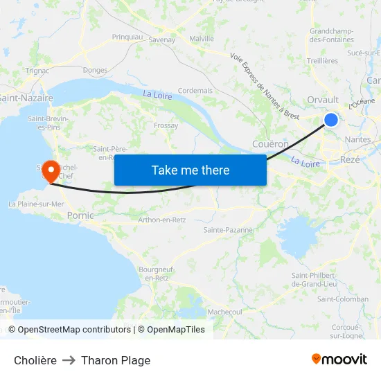 Cholière to Tharon Plage map