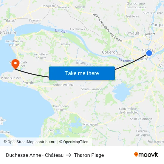 Duchesse Anne - Château to Tharon Plage map