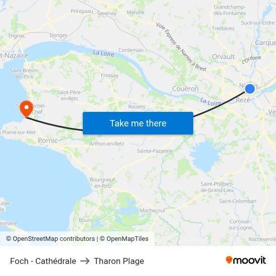 Foch - Cathédrale to Tharon Plage map