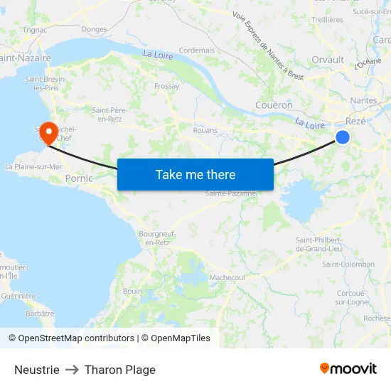 Neustrie to Tharon Plage map