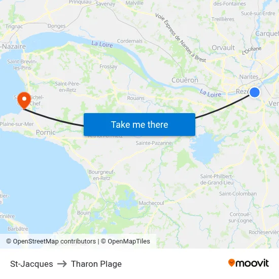 St-Jacques to Tharon Plage map