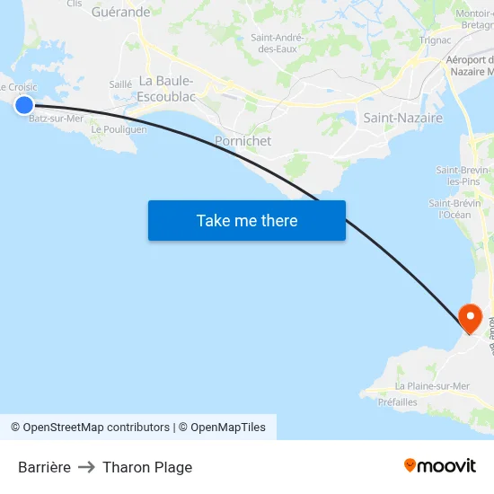 Barrière to Tharon Plage map