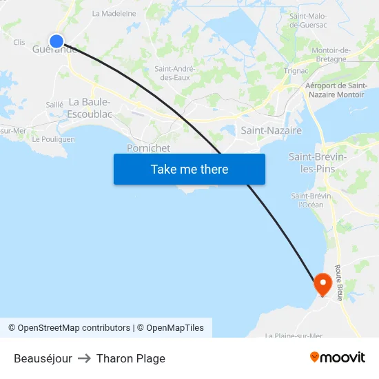 Beauséjour to Tharon Plage map
