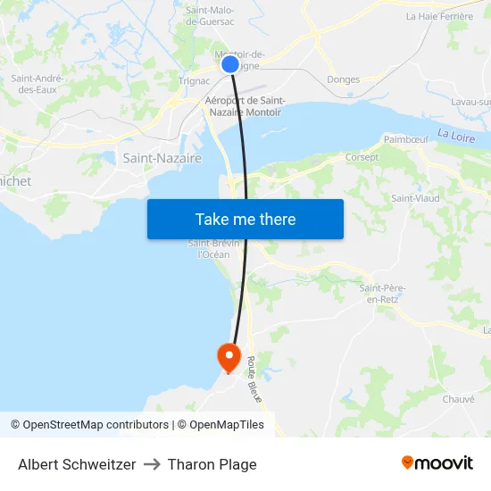 Albert Schweitzer to Tharon Plage map