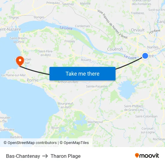 Bas-Chantenay to Tharon Plage map