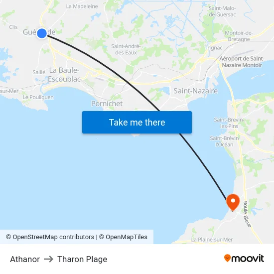 Athanor to Tharon Plage map