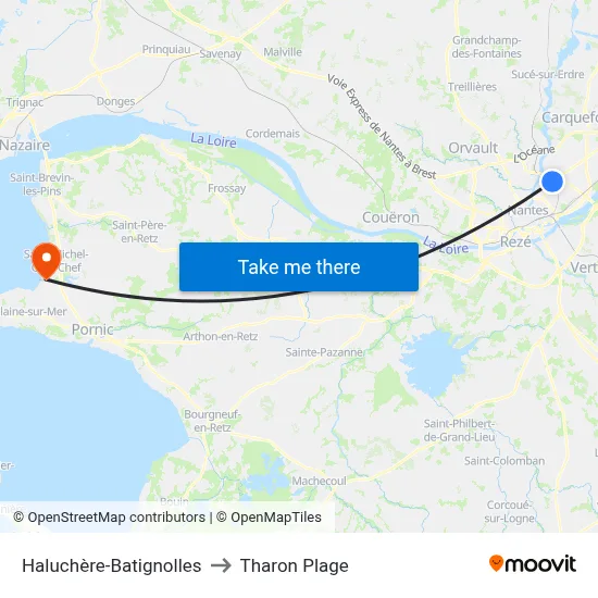 Haluchère-Batignolles to Tharon Plage map