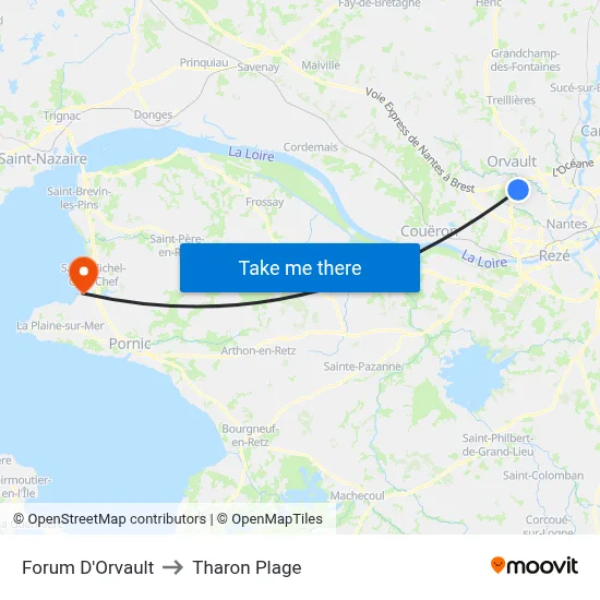 Forum D'Orvault to Tharon Plage map