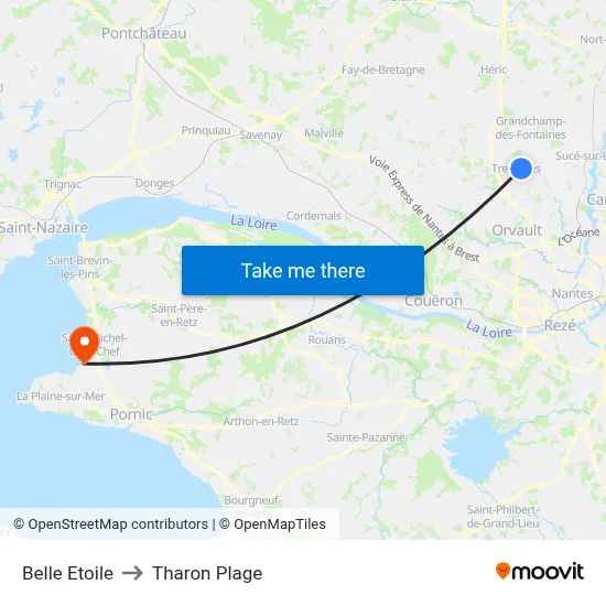 Belle Etoile to Tharon Plage map