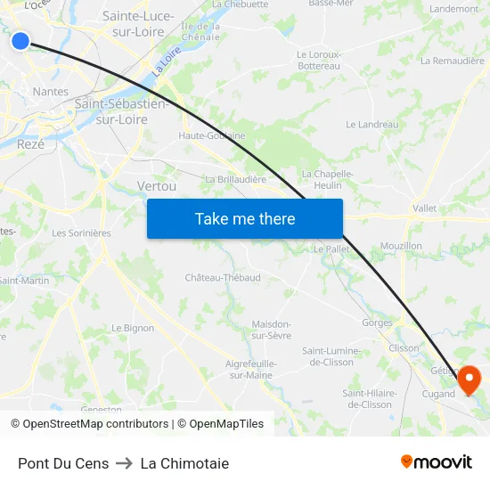 Pont Du Cens to La Chimotaie map
