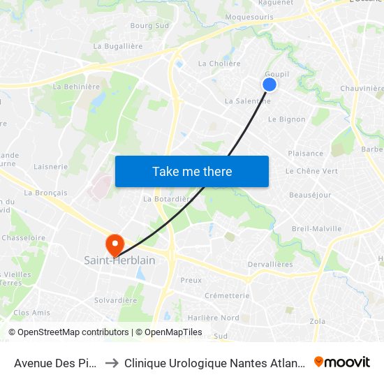 Avenue Des Pins to Clinique Urologique Nantes Atlantis map