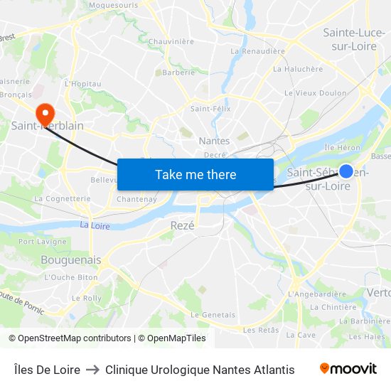 Îles De Loire to Clinique Urologique Nantes Atlantis map