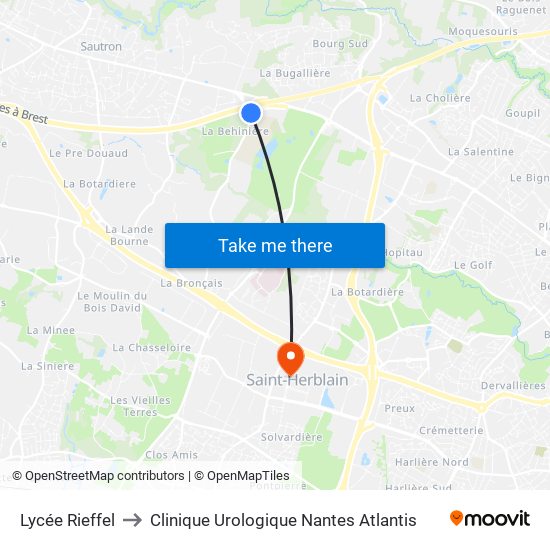 Lycée Rieffel to Clinique Urologique Nantes Atlantis map
