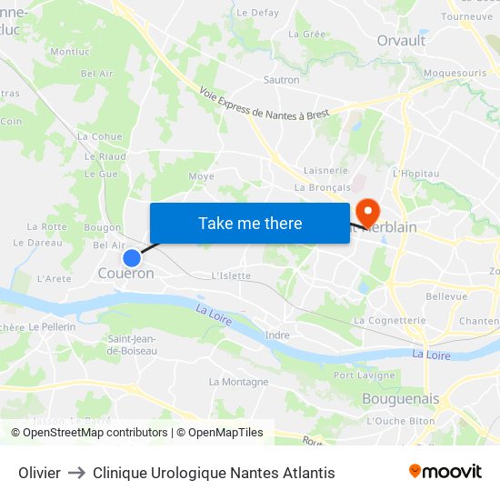 Olivier to Clinique Urologique Nantes Atlantis map