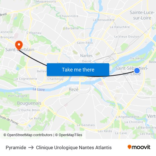 Pyramide to Clinique Urologique Nantes Atlantis map