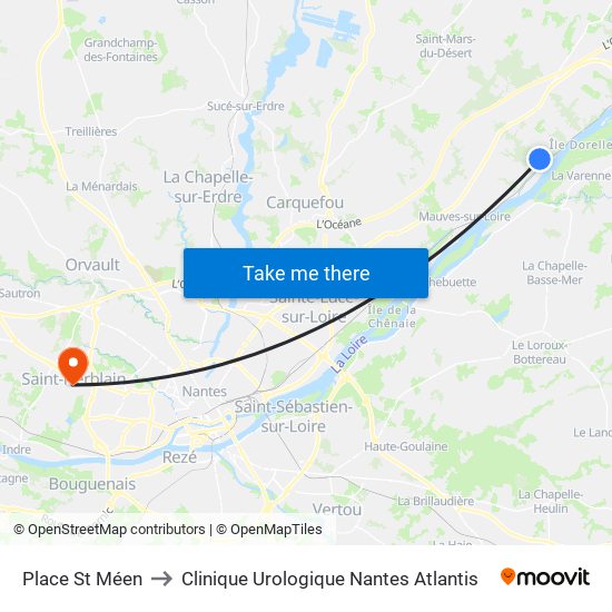 Place St-Méen to Clinique Urologique Nantes Atlantis map