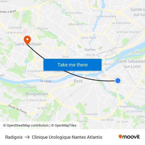 Radigois to Clinique Urologique Nantes Atlantis map
