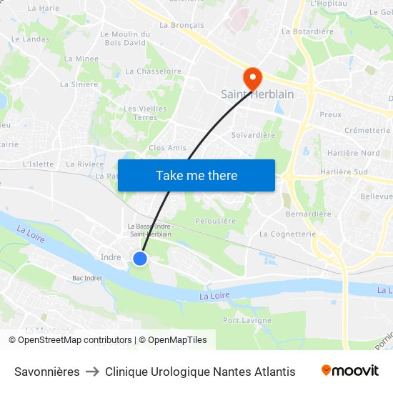 Savonnières to Clinique Urologique Nantes Atlantis map