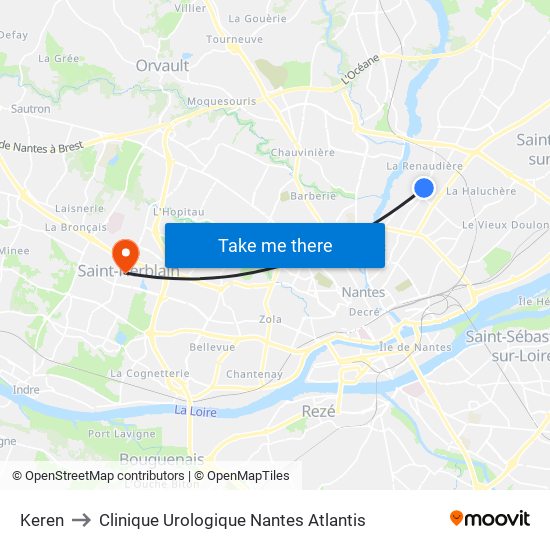 Keren to Clinique Urologique Nantes Atlantis map