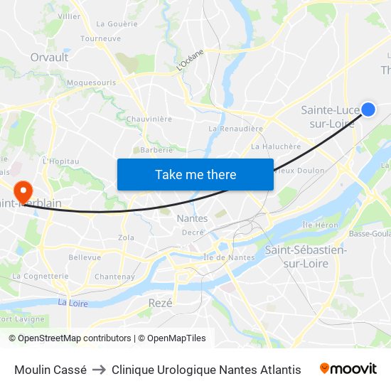 Moulin Cassé to Clinique Urologique Nantes Atlantis map