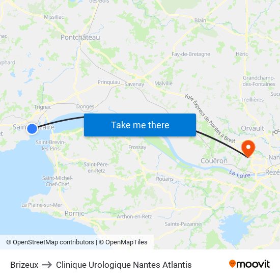 Brizeux to Clinique Urologique Nantes Atlantis map