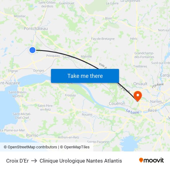 Croix D'Er to Clinique Urologique Nantes Atlantis map