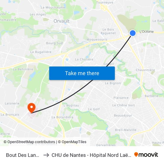 Bout Des Landes to CHU de Nantes - Hôpital Nord Laënnec map