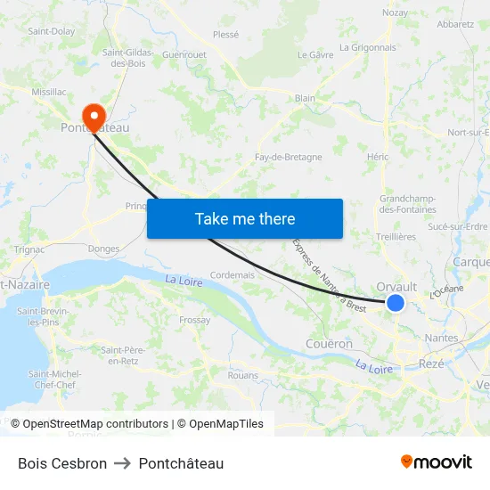 Bois Cesbron to Pontchâteau map