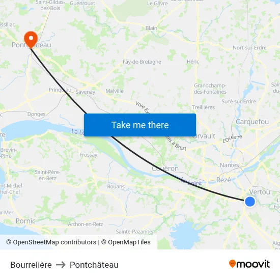 Bourrelière to Pontchâteau map