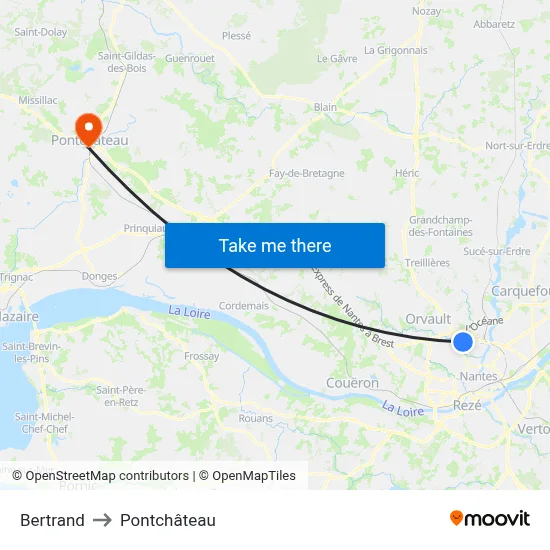 Bertrand to Pontchâteau map