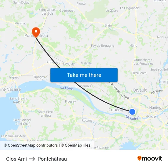 Clos Ami to Pontchâteau map