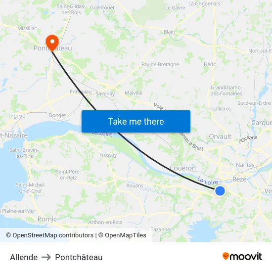 Allende to Pontchâteau map