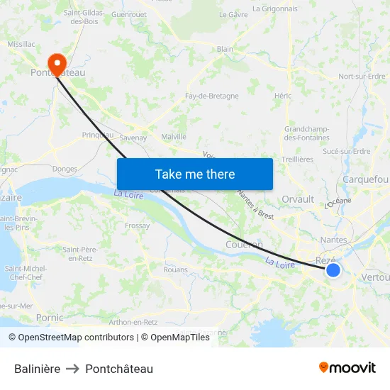 Balinière to Pontchâteau map