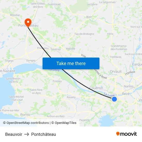 Beauvoir to Pontchâteau map