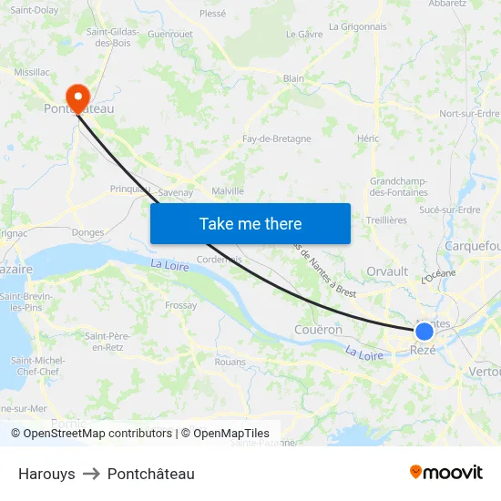 Harouys to Pontchâteau map