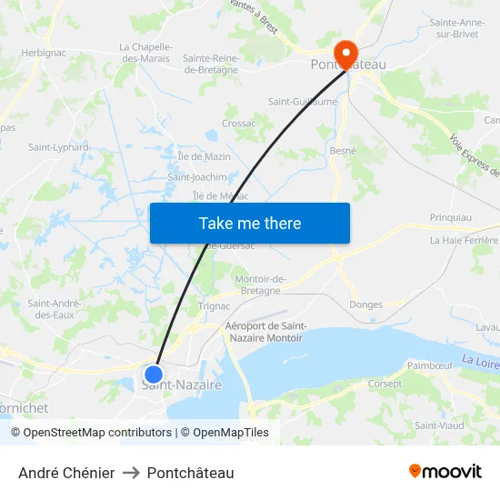 André Chénier to Pontchâteau map