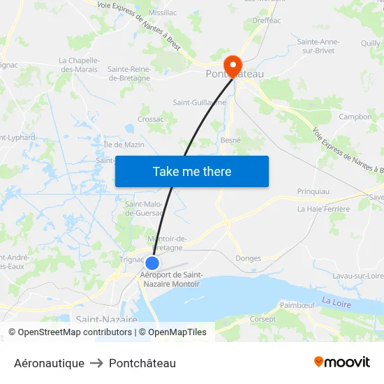 Aéronautique to Pontchâteau map