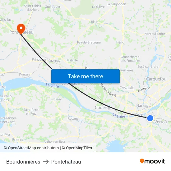 Bourdonnières to Pontchâteau map