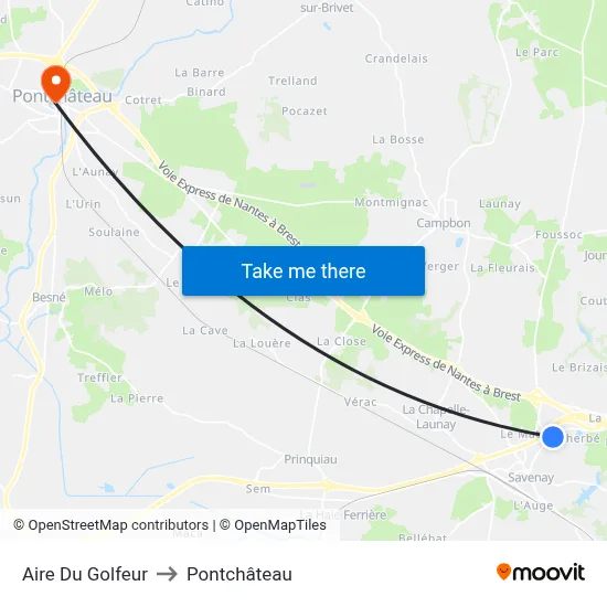 Aire Du Golfeur to Pontchâteau map