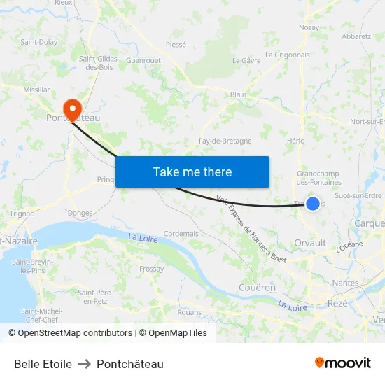Belle Etoile to Pontchâteau map