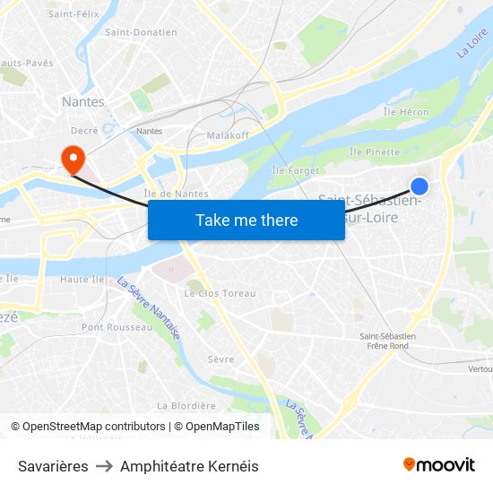 Savarières to Amphitéatre Kernéis map