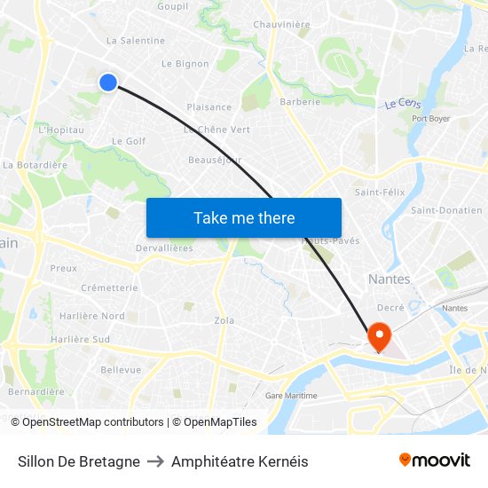 Sillon De Bretagne to Amphitéatre Kernéis map