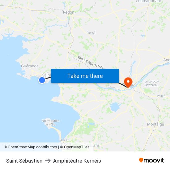 Saint Sébastien to Amphitéatre Kernéis map