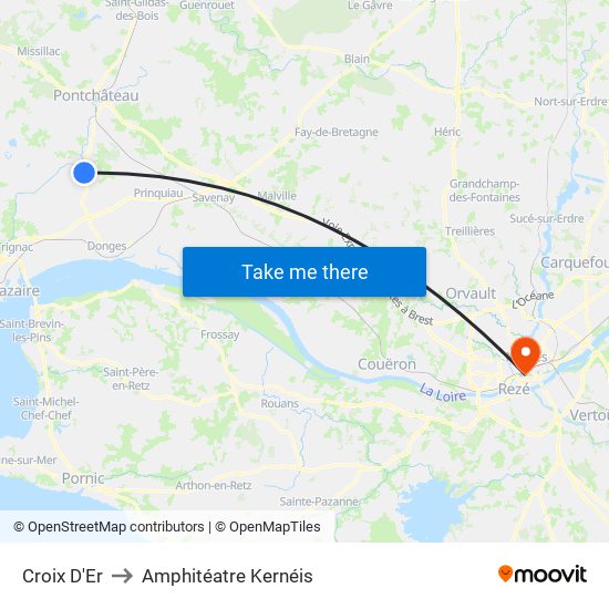 Croix D'Er to Amphitéatre Kernéis map