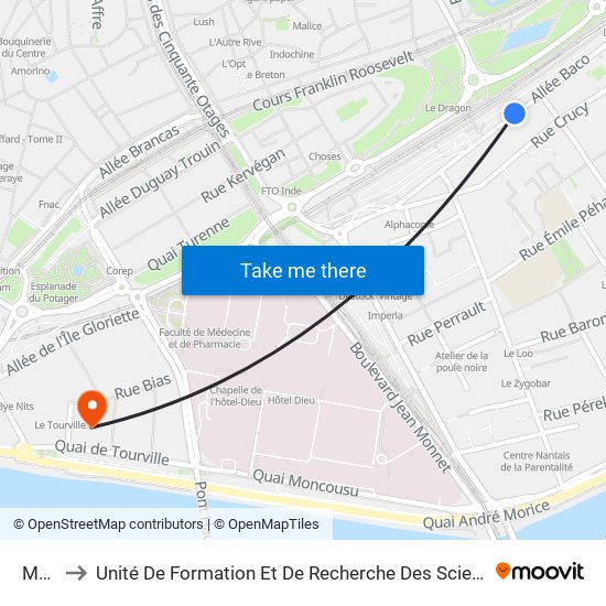 Monteil to Unité De Formation Et De Recherche Des Sciences Pharmaceutiques Et Biologiques map