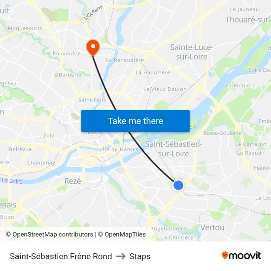 Saint-Sébastien Frêne Rond to Staps map