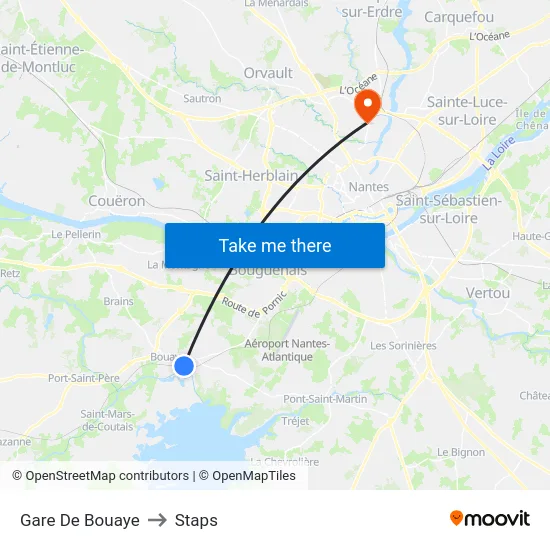 Gare De Bouaye to Staps map